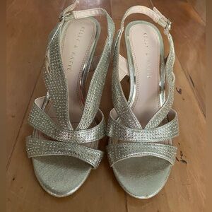 Kelly & Katie Champagne Heels with Elegant Straps